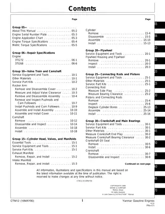 John Deere Yanmar gasoline engine 322, F912, F932 service manual Preview image 4