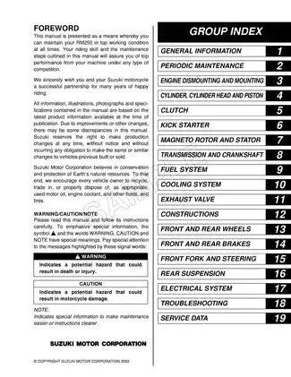 2003-2004 Suzuki RM250 owner´s service manual Preview image 3