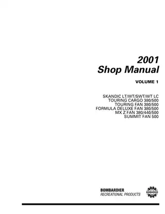 2001 Ski-Doo Formula , MX Z, Summit,  Grand Touring, Scandic snowmobile service manual Preview image 2