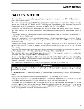 2001 Ski-Doo Formula , MX Z, Summit,  Grand Touring, Scandic snowmobile service manual Preview image 5