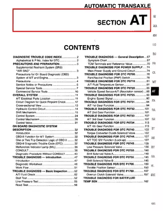 1997-2001 Nissan Altima L30 series manual, AUTOMATIC TRANSAXLE (AT) repair Preview image 1