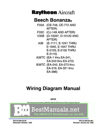 Beechcraft Bonanza 28 Volt electrical wiring diagram manual