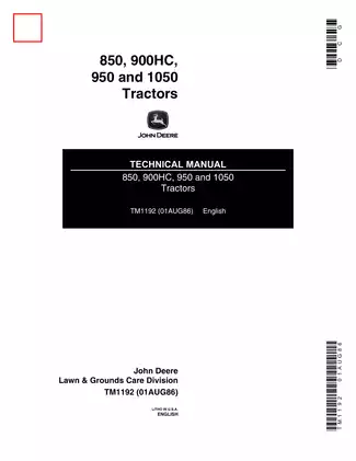 John Deere 850, 900HC, 950, 1050 compact utility tractor / High-Clearance tractor repair manual Preview image 1