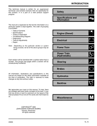 John Deere 8875 skid steer loader technical manual Preview image 2