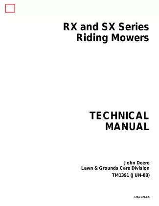 John Deere RX63, RX73, RX75, SX75, RX95, SX95 riding lawn mower repair manual Preview image 1