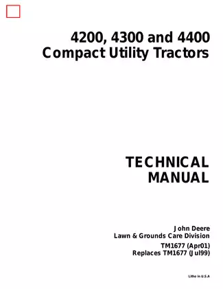 1998-2003 John Deere 4200, 4300, 4400 compact utility tractor technical manual Preview image 1