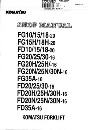 Komatsu shop manual: FG 10/15/18-20, FG 15H/18H-20,FG 15H/18H-20,FG 20/25/30-16,FG 20H/25H/-16,FG 20N/25N/30N-16,FG 35A-16, FD 20/25/30-16,FD 20H/25H/30H-16,FD 20N/25N/30N-16,FD 35A-16 Preview image 3