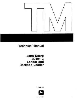 John Deere JD401-C Loader & Backhoe Loader Technical Manual Preview image 1