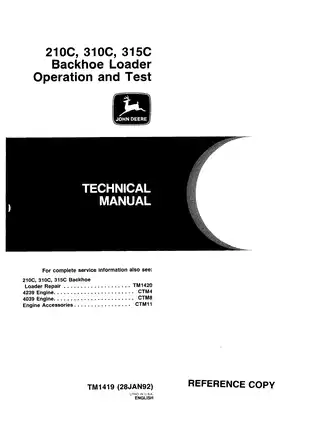 John Deere 210 C, 310 C, 315 C backhoe loader technical manual  Preview image 1