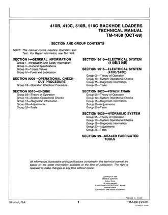 John Deere 410B, 410C, 510B, 510C Backhoe Loader operation and test technical manual Preview image 5
