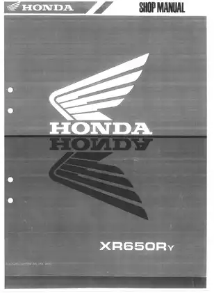 1999-2008 Honda XR650R, XR650 shop manual