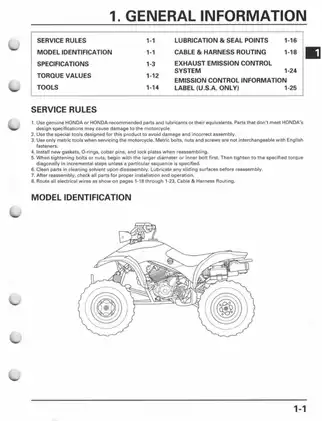 2001-2006 Honda TRX300EX, Sportrax, 300EX ATV service manual Preview image 5