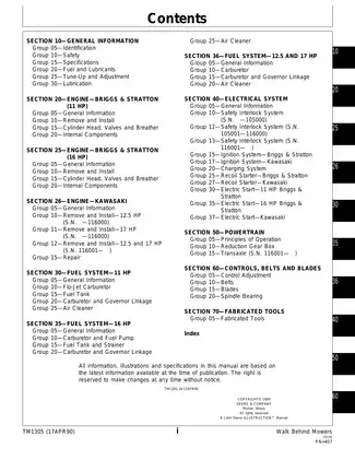John Deere 32, 36, 48, 52 Inch Walk-Behind Mower Technical Manual Preview image 3