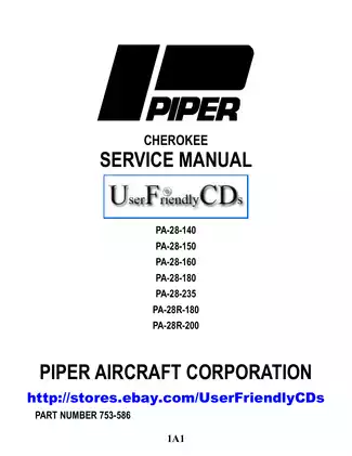 Piper Cherokee PA-28-140, PA-28-150, PA-28-160, PA-28-180, PA-28-235, PA-28R-180, PA-28R-200 aircraft service manual Preview image 1