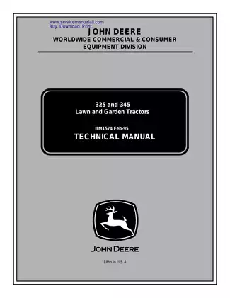 John Deere 325, 345 lawn and garden tractor Technical Manual Preview image 1