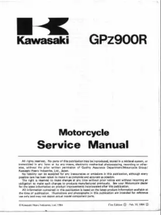 1984-1985 Kawasaki GPz900R, ZX900, A1, A 2 service manual Preview image 3