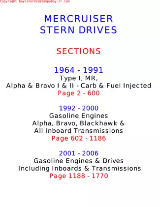 1964-2006 Mercruiser Stern Drive Type 1, Alpha/MR and Bravo I and II units service manual Preview image 1