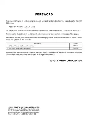 2001-2007 Toyota Corolla E12, E13 repair manual Preview image 3