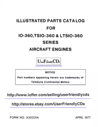 Continental IO-360, TSIO-360 & LTSIO-360 series aircraft engine illustrated parts catalog Preview image 1