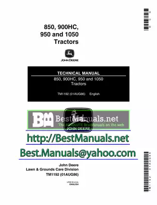 John Deere 850, 900HC, 950, 1050 compact utility tractor manual  Preview image 1