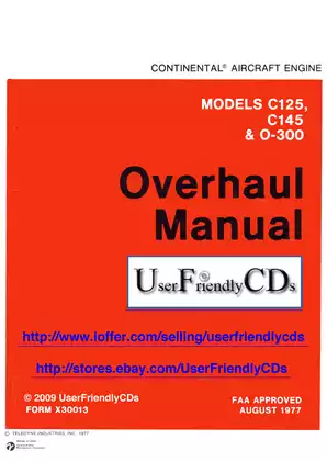 Continental C 125, C 135, C 145, O-300 aircraft engine overhaul manual Preview image 1