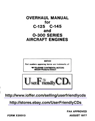 Continental C 125, C 135, C 145, O-300 aircraft engine overhaul manual Preview image 2