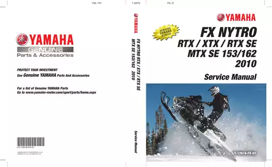 2008-2010 Yamaha FX Nytro XTX, RTX, RTXSE, MTX SE 162, MTXSE 153, MTX snowmobile service manual Preview image 1