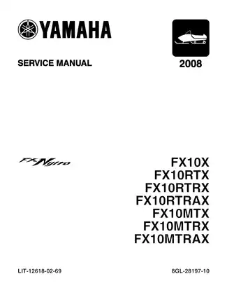 2008-2010 Yamaha FX Nytro XTX, RTX, RTXSE, MTX SE 162, MTXSE 153, MTX snowmobile service manual Preview image 2