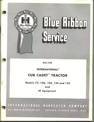 1967-1969 International Cub Cadet™ 72, 104, 105, 124, 125 garden tractor manual Preview image 1
