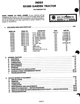 1974-1975 Ariens™ GT 12, 14, 16, 34, 42, 48, 54 garden tractor parts and repair manual Preview image 3