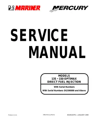 Mercury Optimax 135 hp, Optimax 150 hp outboard engine service manual Preview image 1