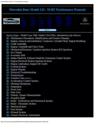 1986-1993 Mercedes W124 manual Preview image 1