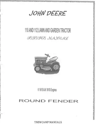 John Deere 110, 112 lawn and garden tractor service manual Preview image 1