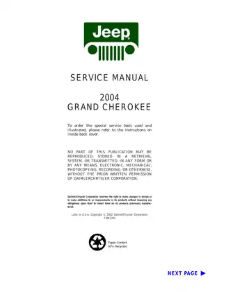 2004 Jeep Cherokee WJ service manual Preview image 1