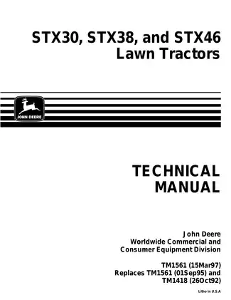 John Deere STX30, STX38 (Yellow Deck), STX46 lawn tractor technical manual Preview image 1