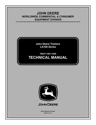 John Deere LA 100 series, LA130-LA175 lawn tractor technical manual Preview image 1