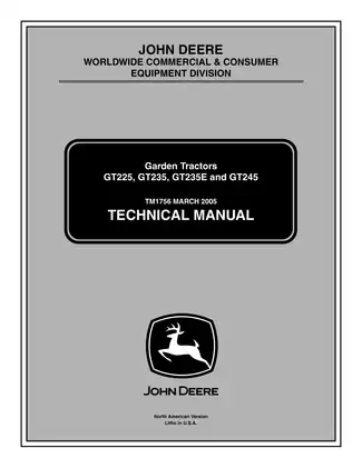 1999-2005 John Deere GT225, GT235, GT235E, GT245 garden tractor manual Preview image 1