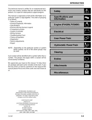 John Deere GT242, GT262, GT275 lawn tractor technical manual Preview image 3