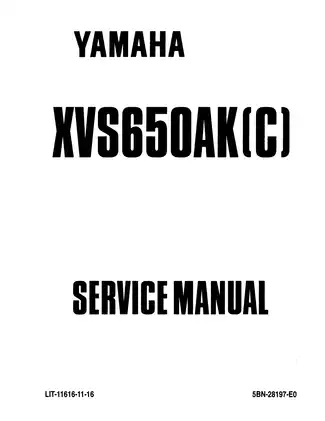 1998-2011 Yamaha XVS650 V-Star Classic Silverado Custom service manual Preview image 2