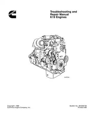 Cummins K19 series diesel engine troubleshooting and repair manual Preview image 1
