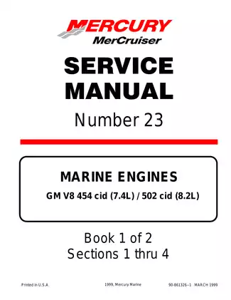 Mercury Mercruiser Marine engine Number 23, GM V-8 454 CID (7.4L)/502 CID (8.2L) service manual Preview image 1