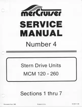Mercruiser Stern Drive Units MCM 120-260 No. 4 service manual Preview image 1