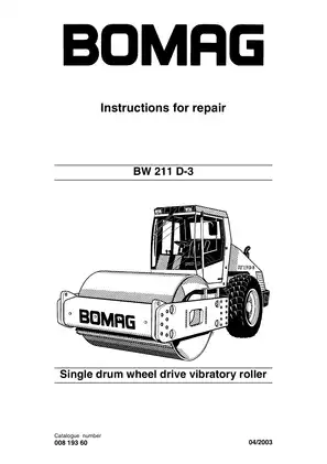 Bomag Single drum wheel drive vibratory roller BW 211 D-3 repair manual Preview image 1