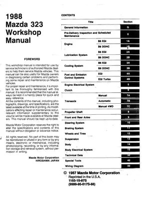 1988 Mazda 323 workshop manual Preview image 3