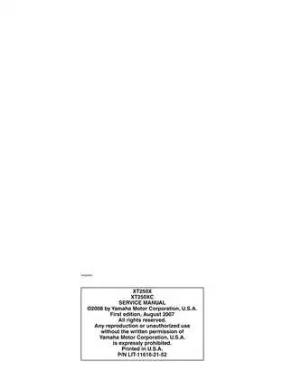 2008 Yamaha XT250, XT250X, XT250XC service manual Preview image 3