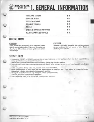 1980-1983 Honda ATC 185, ATC 185s , ATC 200 3-wheeler shop manual Preview image 5