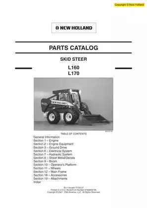 New Holland L160, L170 Skid Steer Loader service parts manual Preview image 1