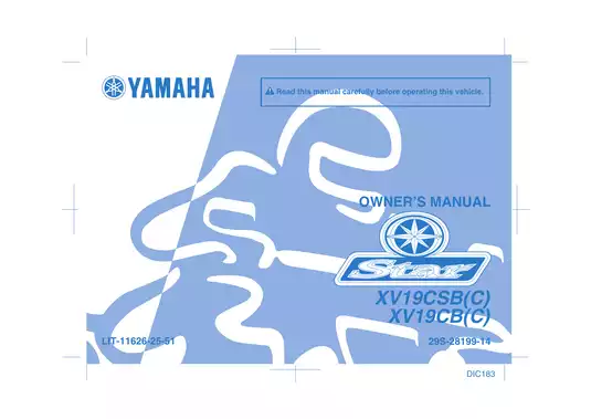 2012-2013 Yamaha XV19CSB(C), XV19CB(C) owners manual Preview image 1