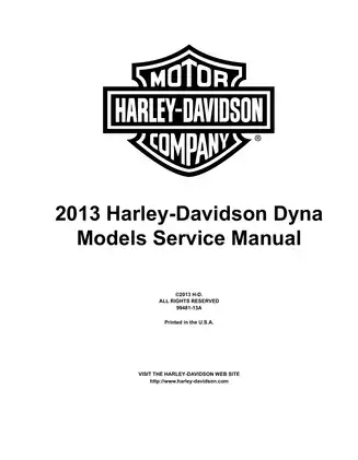 2013 Harley-Davidson FXD, Dyna Fat Bob, Dyna Wide Glide, Dyna Street Bob, Dyna Super Glide, Dyna Switchback service manual Preview image 3