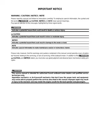 Suzuki DF100A/115A/140A Outboard Motor Service Manual Preview image 2